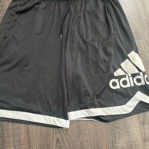 Adidas Black and White Athletic Shorts with Elastic Waistband